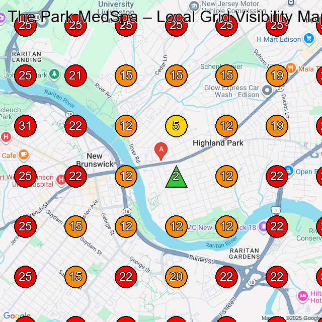 The Park MedSpa GeoGrid visibility map for Medical Spa in East Brunswick